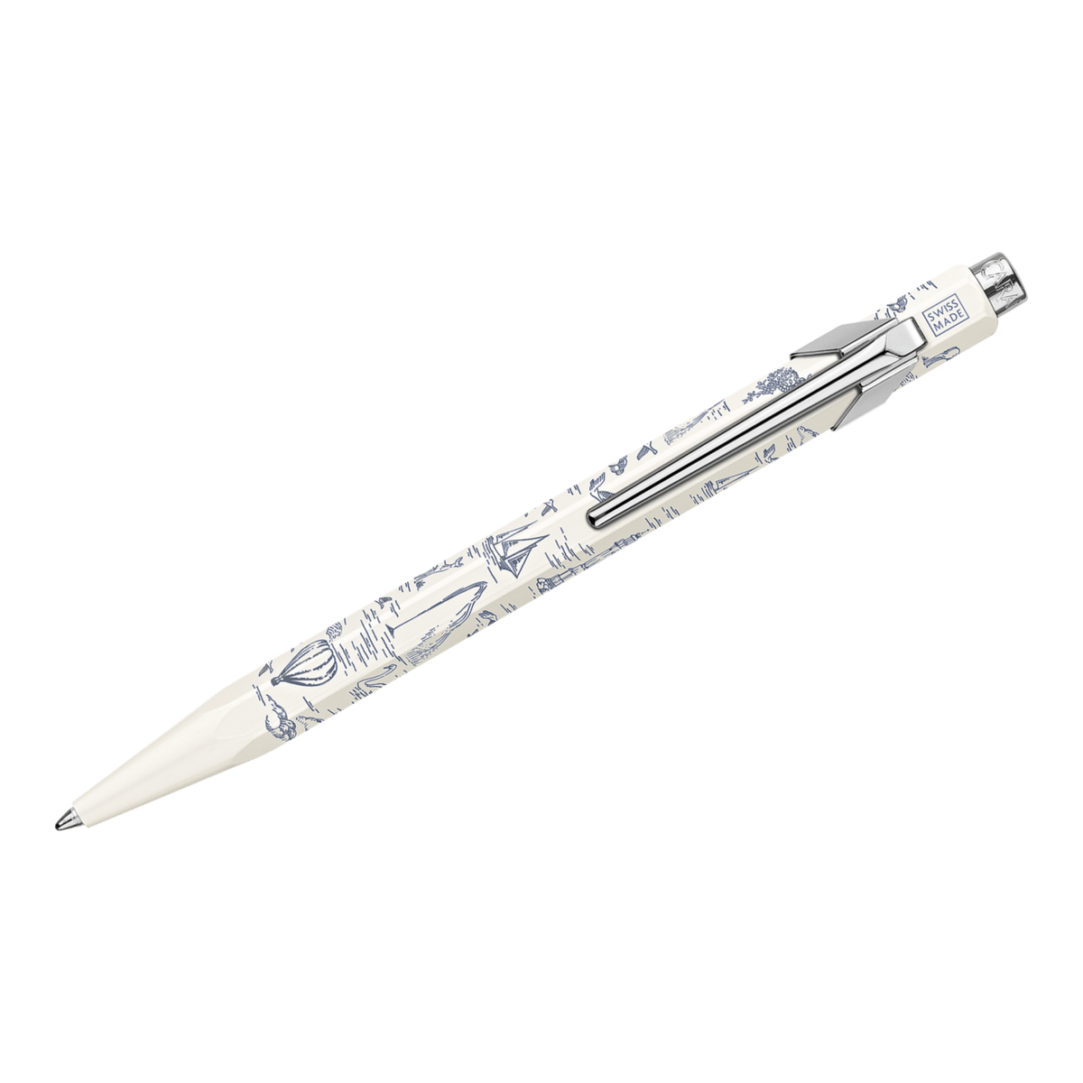 Stylo bille Caran d'Ache 849 Toile de Jouy – Blanc