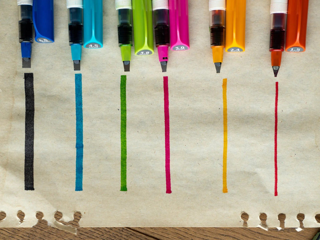 Tracés des Pilot Parallel Pen en couleurs